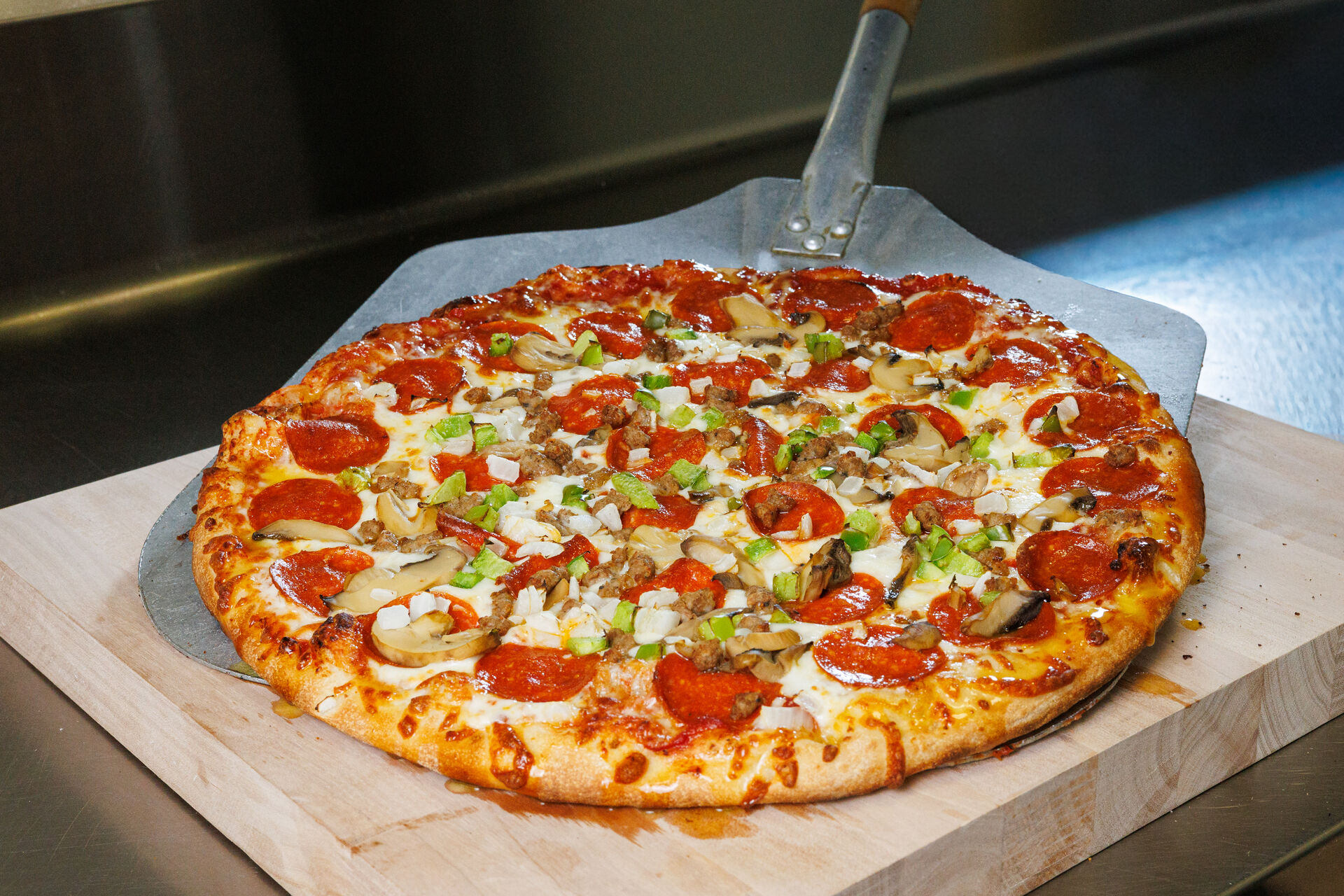 Supreme Pizza fresh from the oven